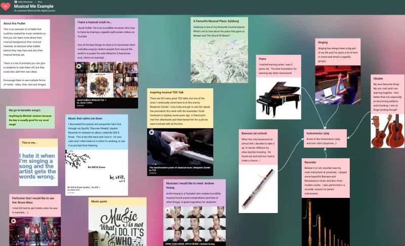 Musical Me Example using Padlet