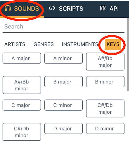 Students can also refer to different keys when choosing their loops.
