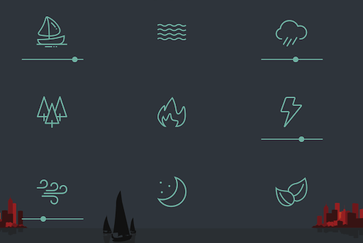 An example of a sound machine for a sea shanty using sounds of ‘Ocean Waves,’ ‘Rain,’ ‘Thunder,’ and ‘Wind’