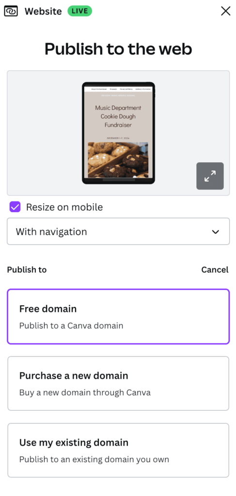Step 8: Publish to a Free Canva Domain