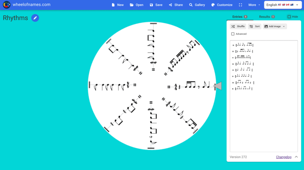 Wheel of Names rhythm exercise
