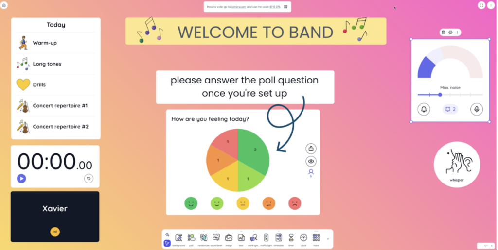 Classroomscreen Welcome to Band