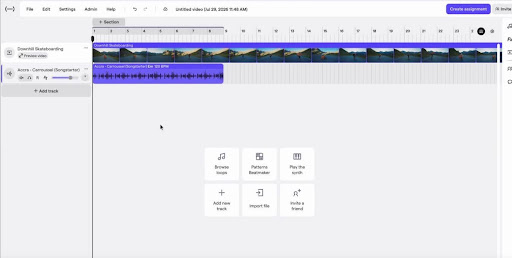 Students can line up music and sound effects with the video directly inside Soundtrap.
